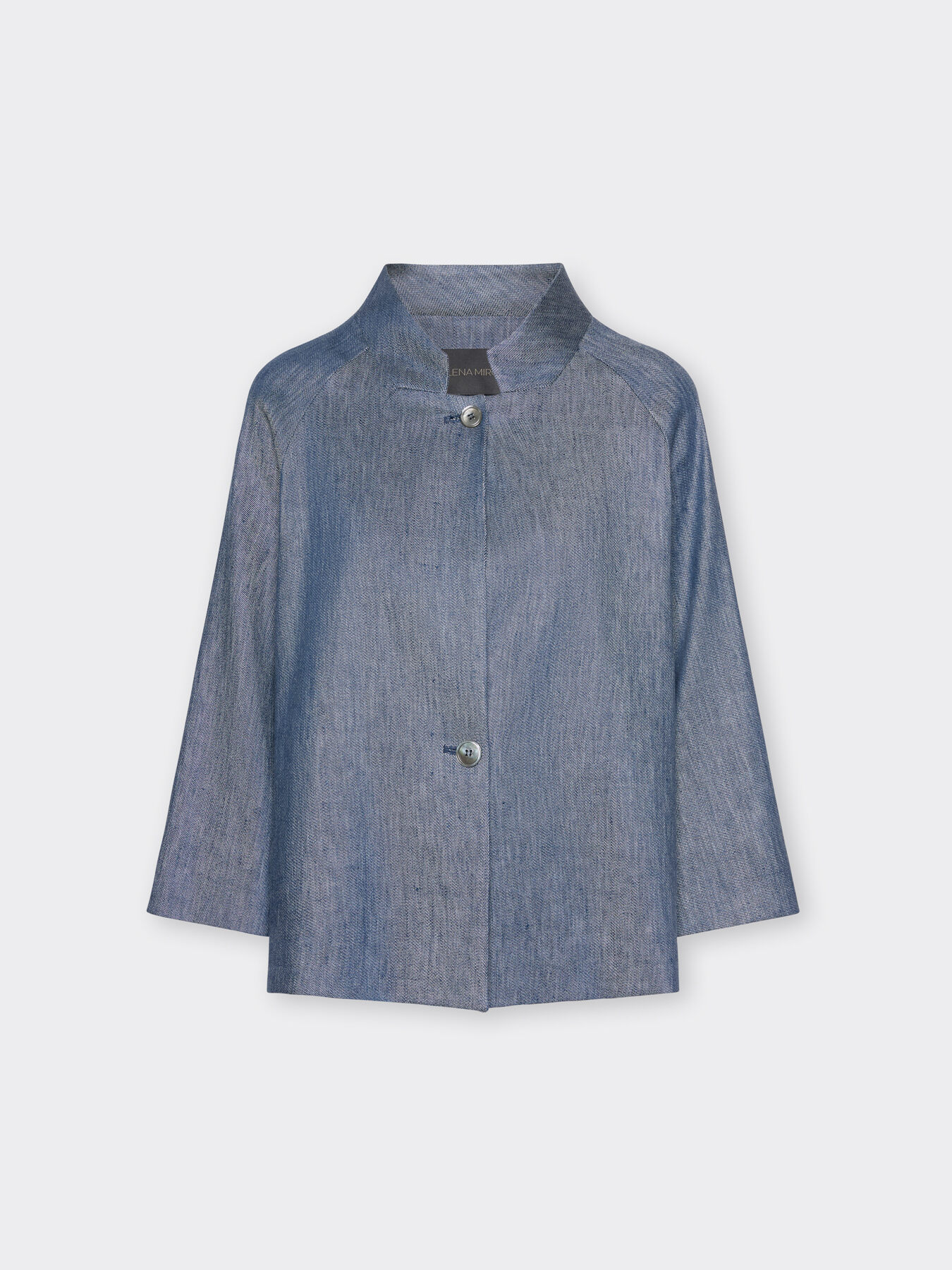 Boxy linen jacket with denim effect image number 4