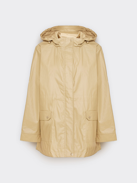 Sobreposi&ccedil;&atilde;o de parka com capuz