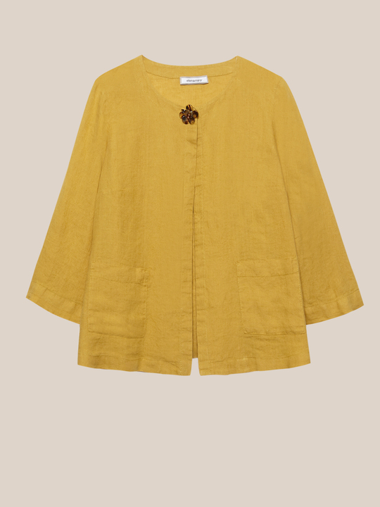 Elenamiro: Casaco curto em linho Amarelo_2