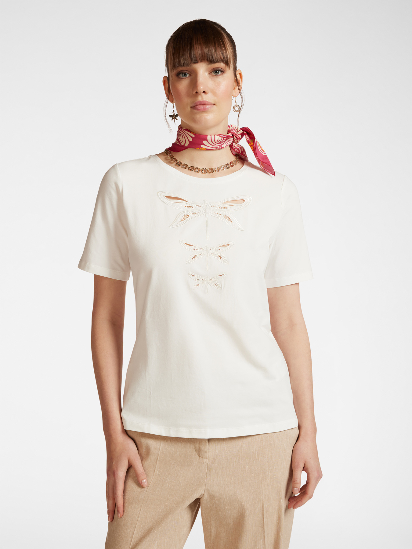 T-shirt con ricamo libellule image number 0