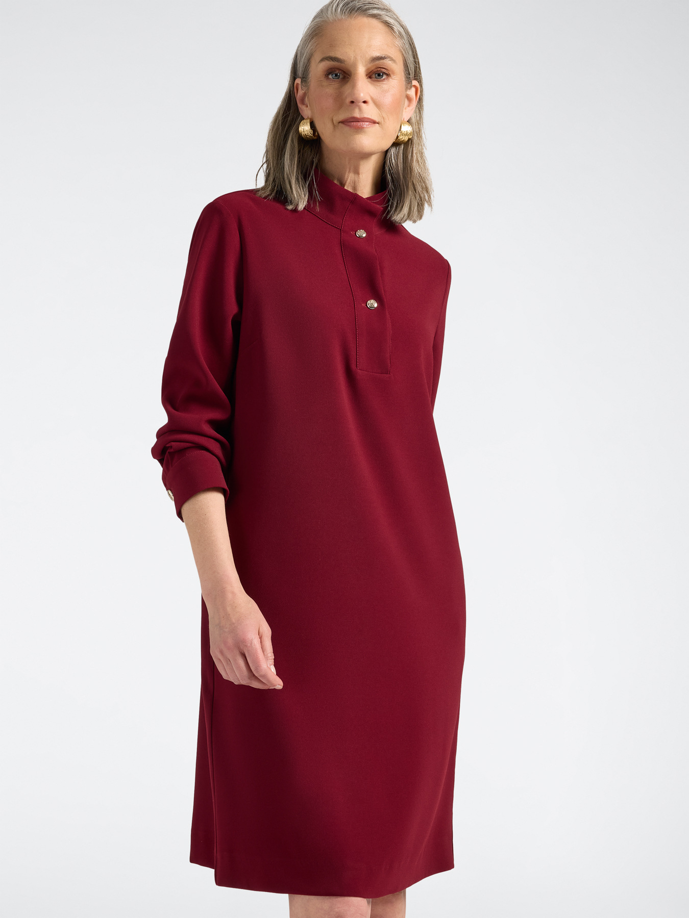 Robe en cady avec col montant image number 0