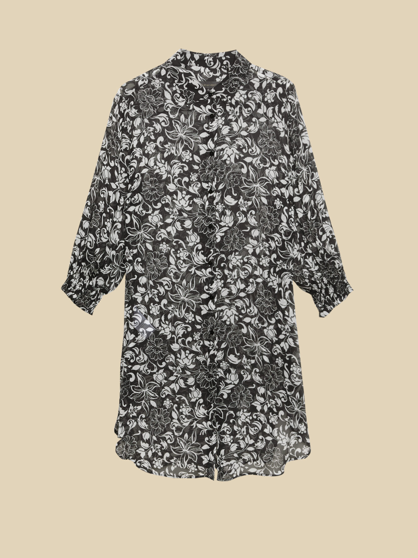 Long printed viscose shirt image number 4