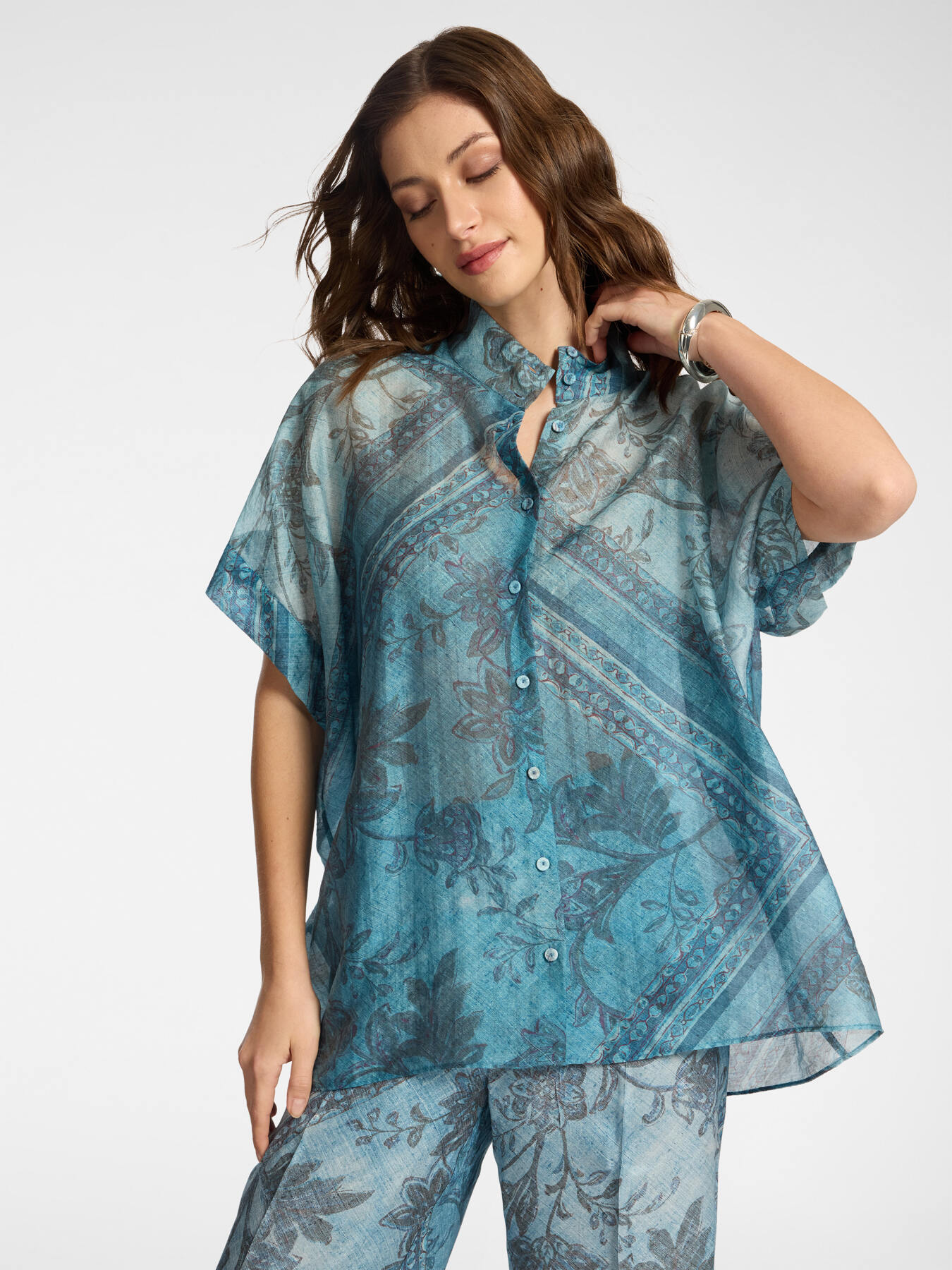 Printed lyocell shirt image number 0