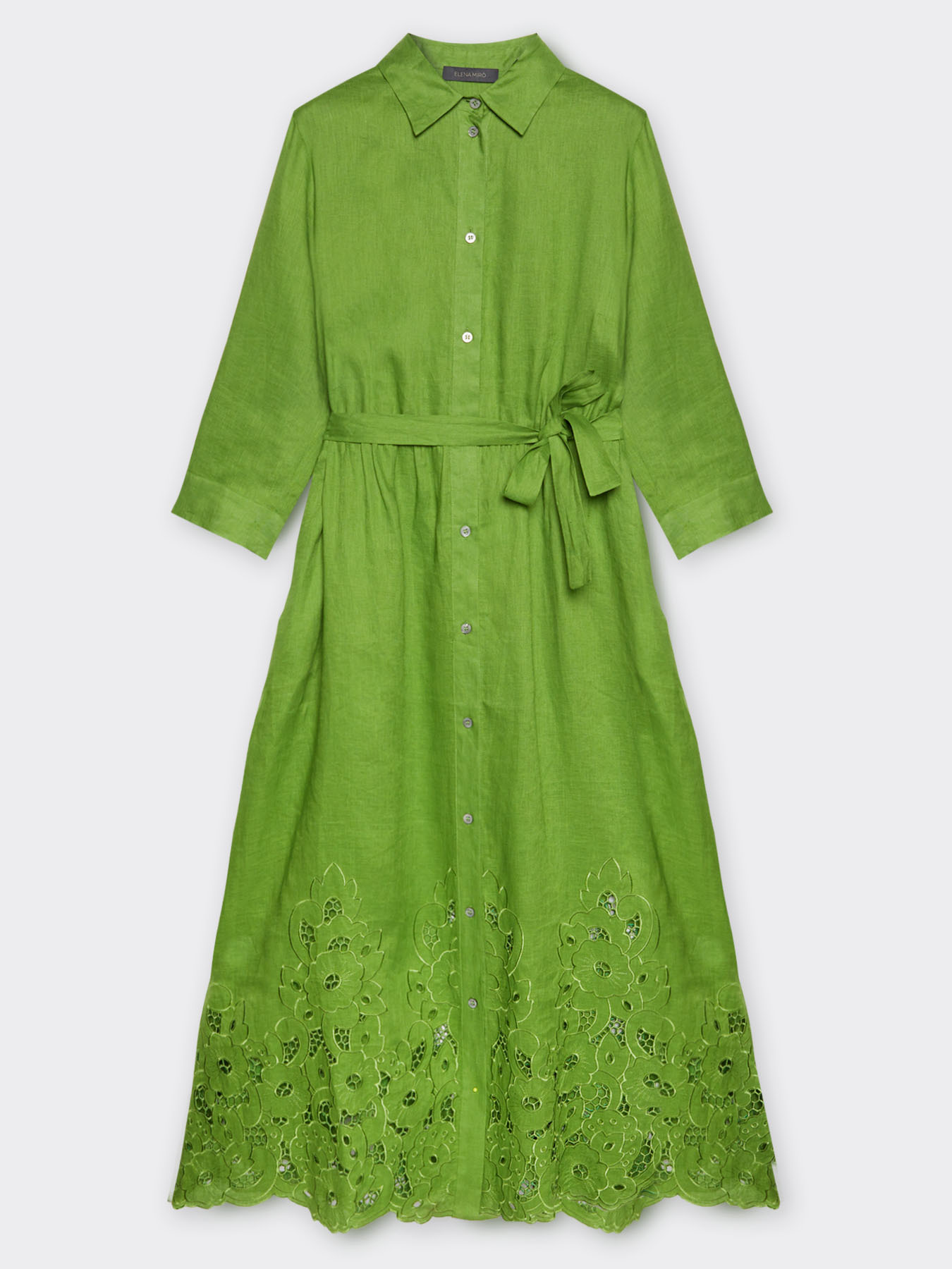 Abito lungo in lino ricamato image number 4