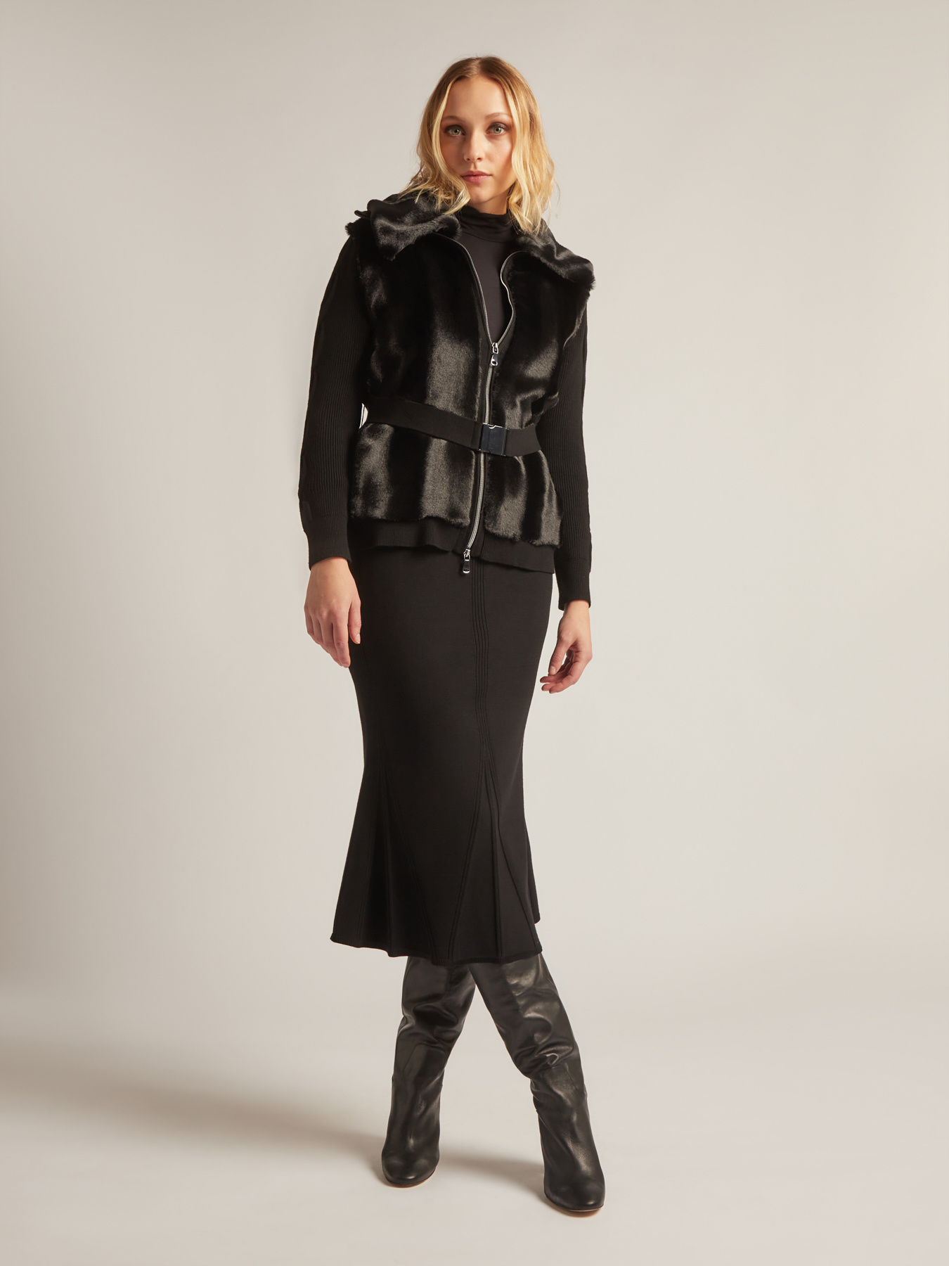 Giacca in tricot effetto pelliccia image number 2