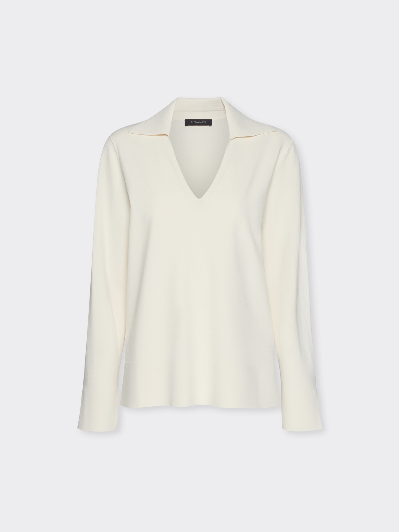 Camisola de malha com decote em V e gola image number 0