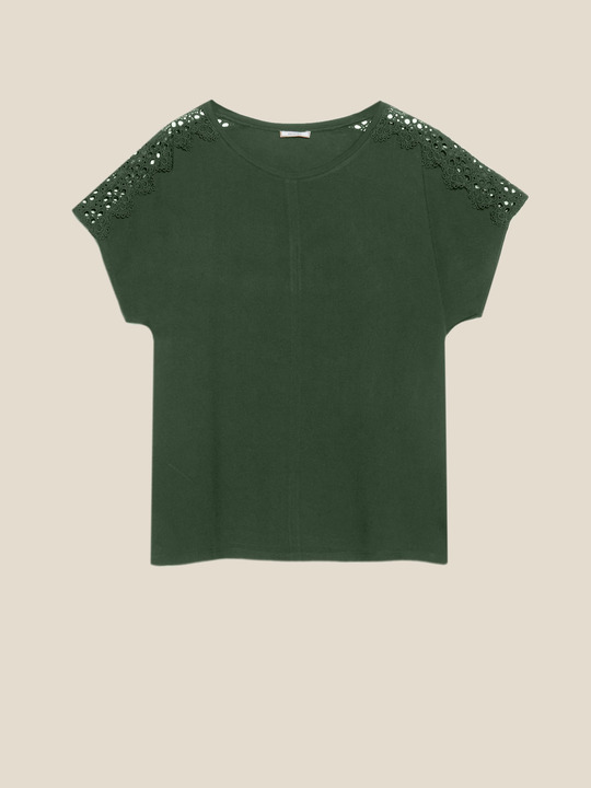 Elenamiro: T-shirt com renda Verde_1