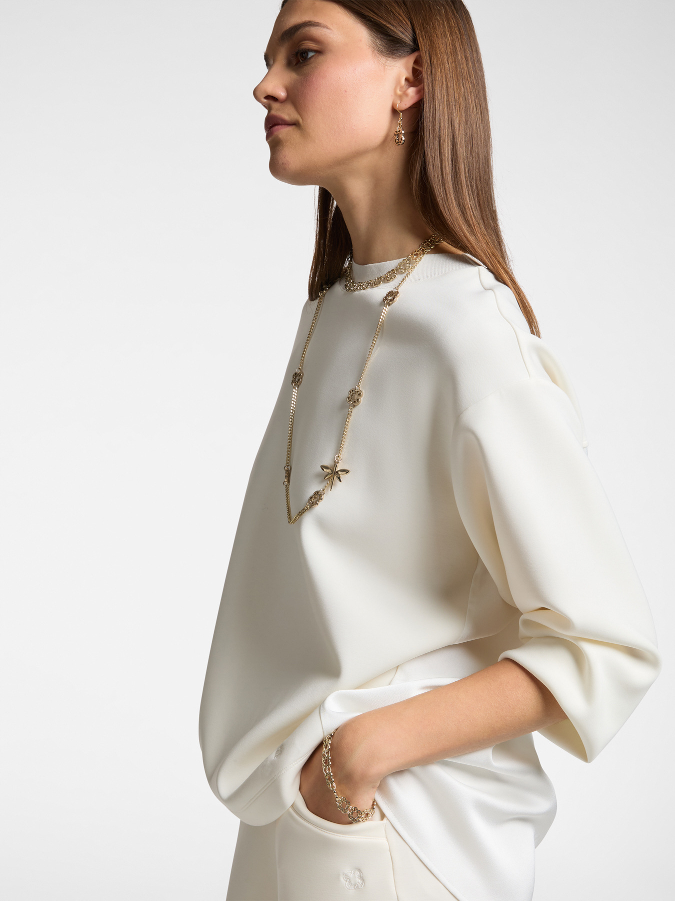 Sweat-shirt en deux tissus avec broderie Monogram image number 3