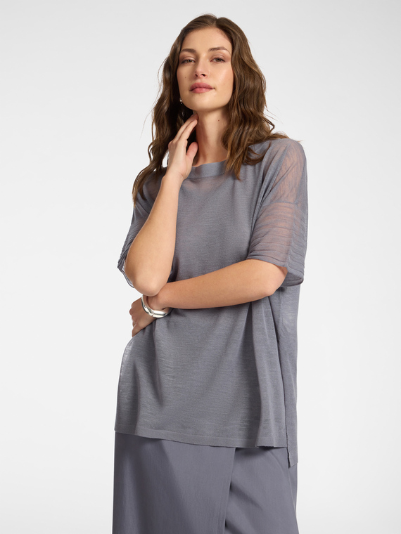 Rundhals-Strickpullover aus Leinenmischung
