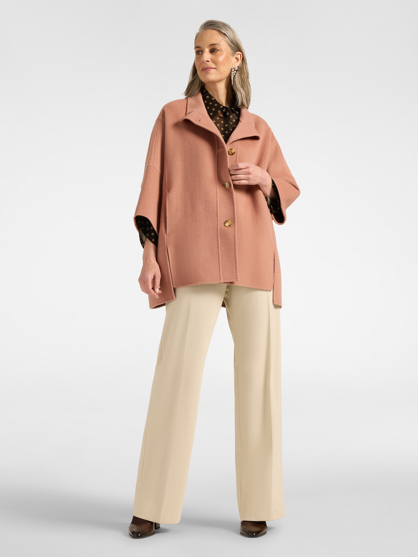 Double-faced cape with high collar image number 2