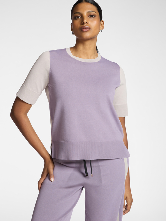 Short-sleeved viscose blend top