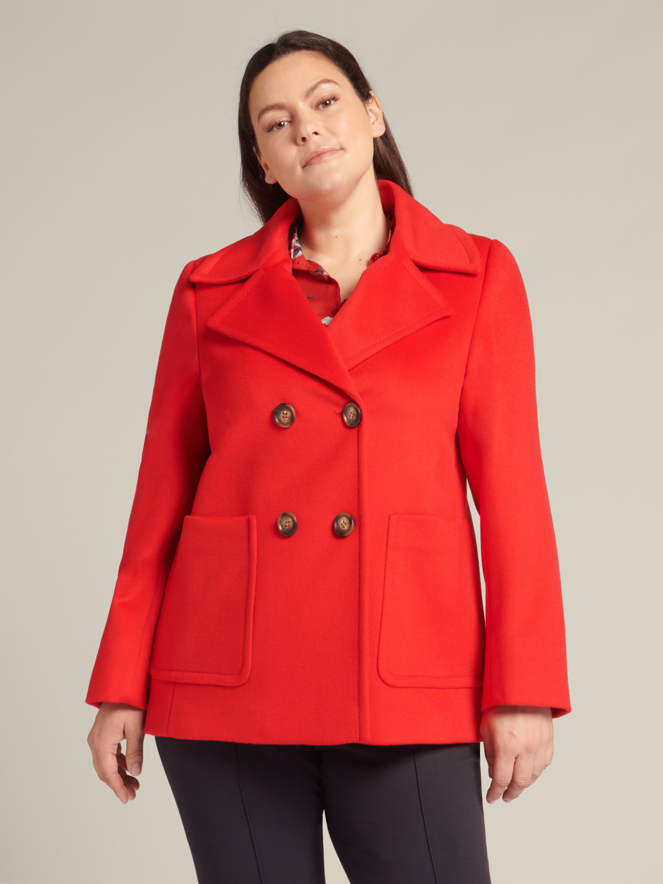 Caban com duplo peito em drapeado de luxo image number 2