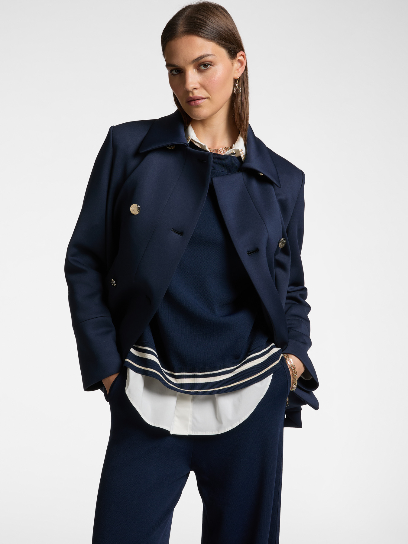 Peacoat aus Scuba-Stoff image number 0