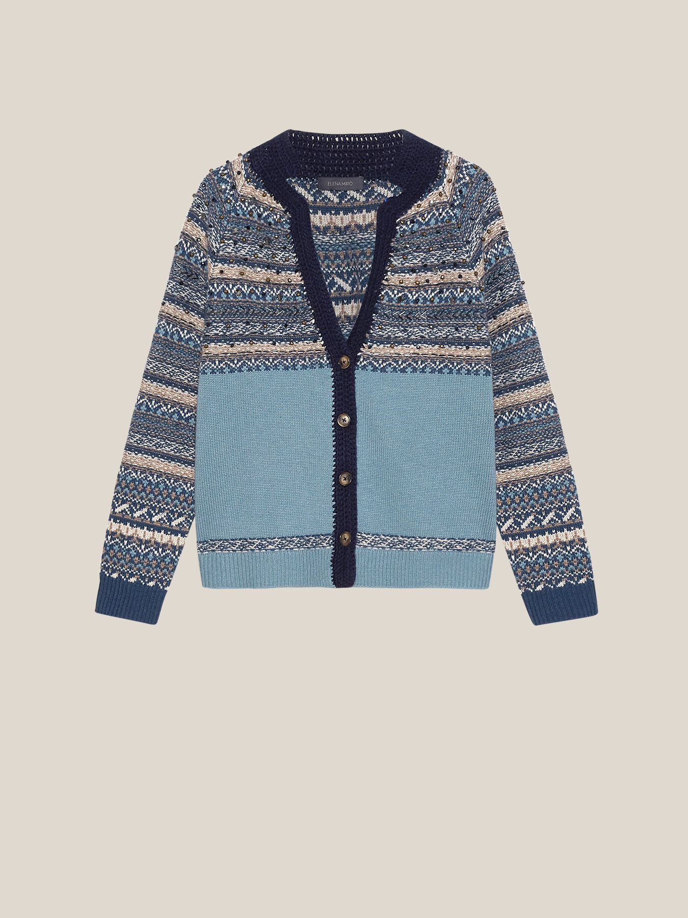 Cardigan jacquard ricamato image number 4