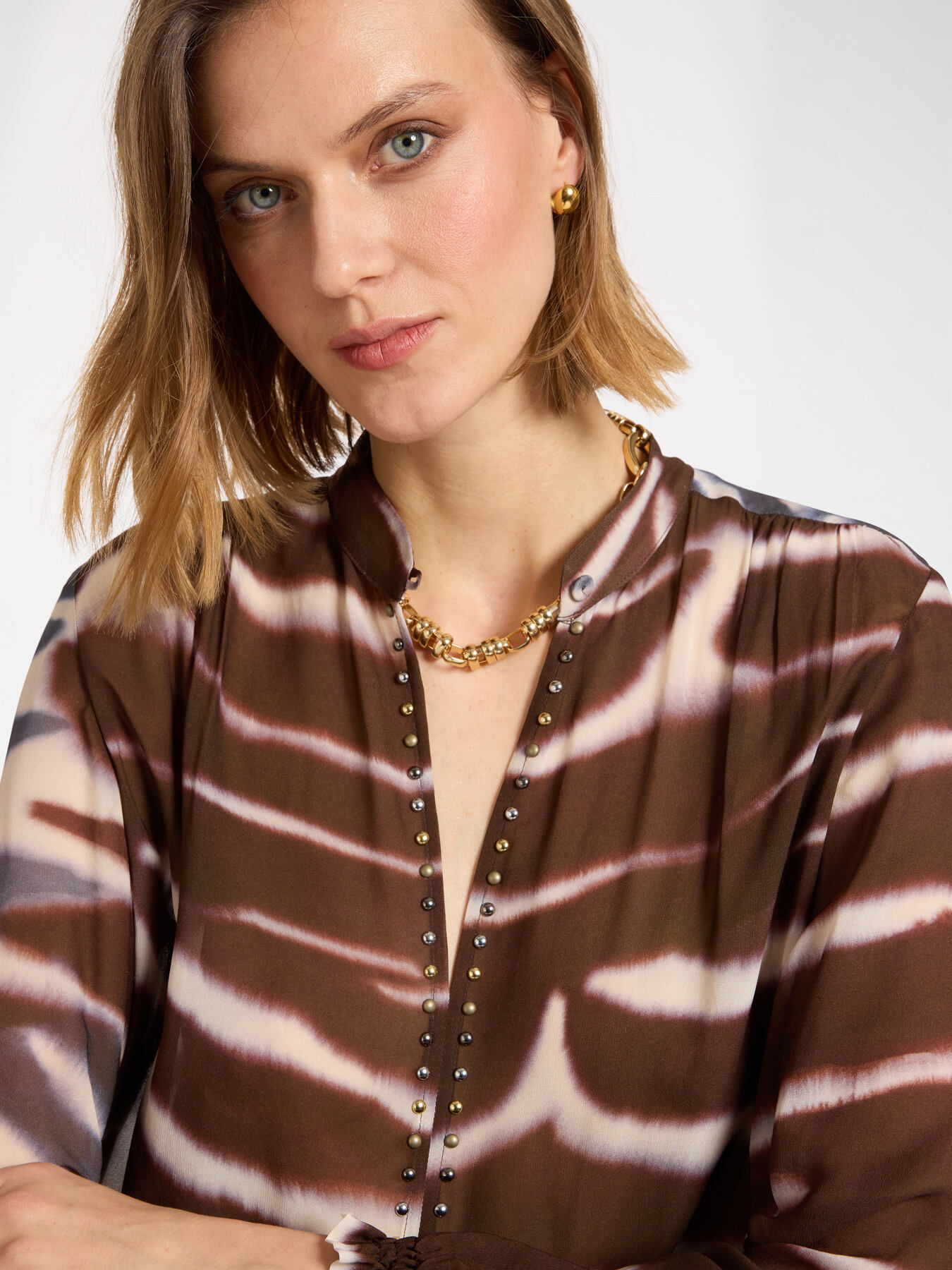 Printed blouse with studs image number 3