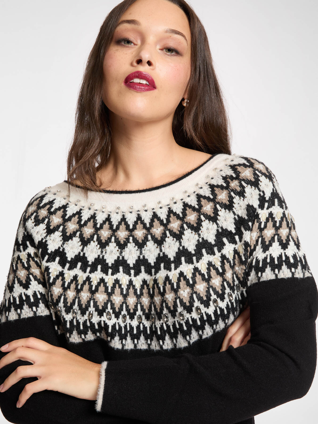 Su&eacute;ter "Fair Isle" bordado &agrave; m&atilde;o image number 3