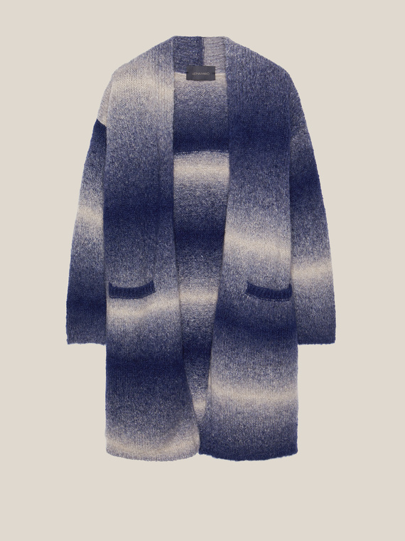 Ombre effect knit coat