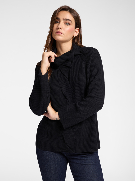 Maglia misto cashmere con treccia