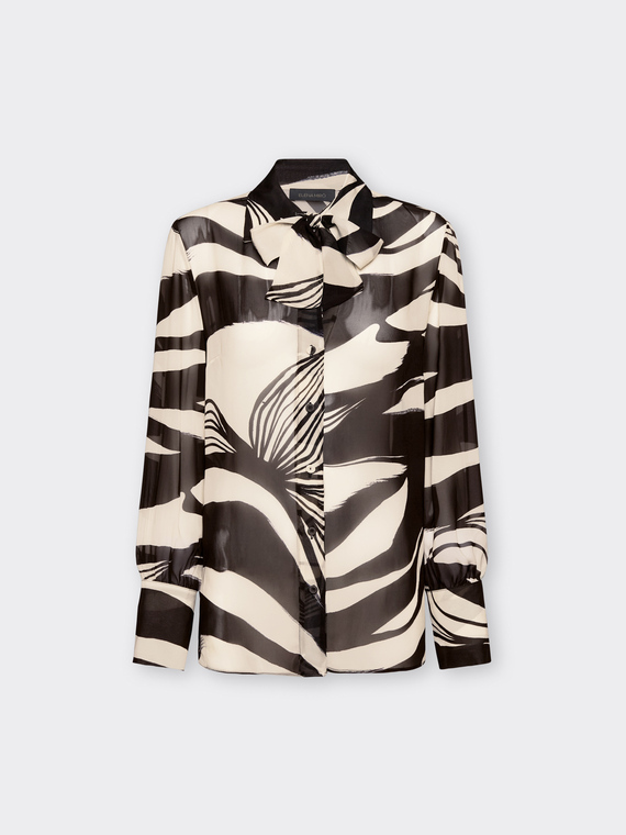 Bluse aus bedrucktem Georgette mit Schleife