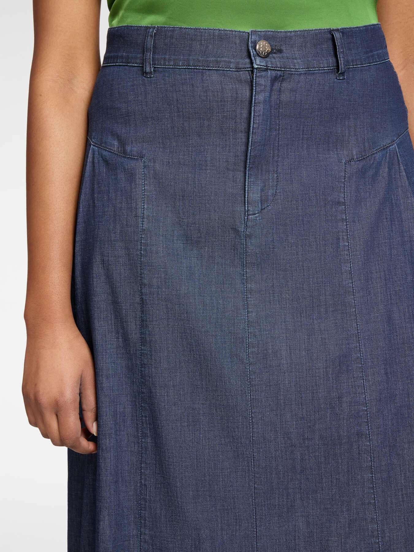 Falda longuette en Chambray l&iacute;nea A image number 3