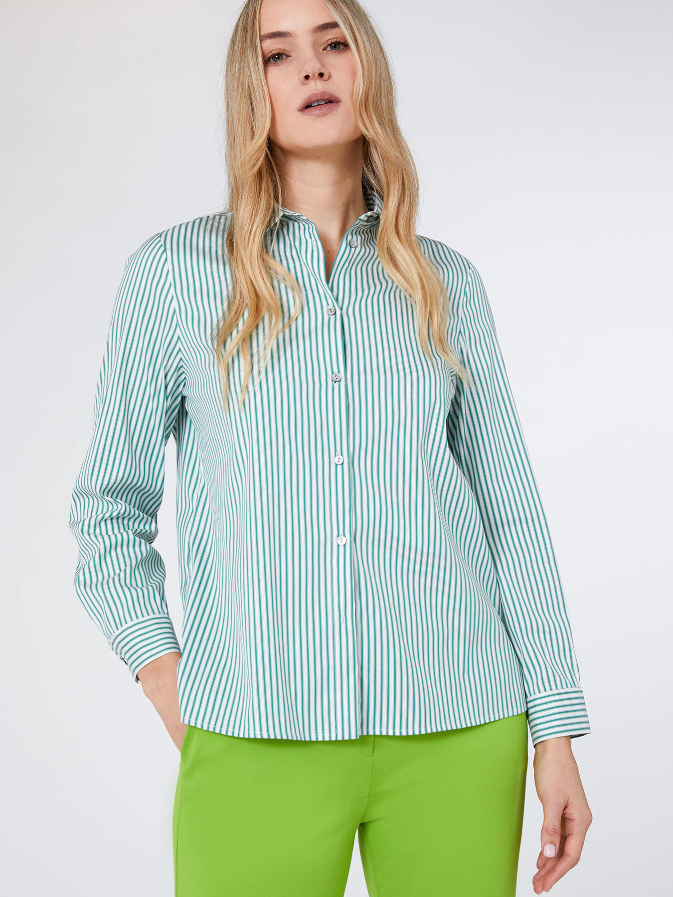 Striped poplin shirt image number 1