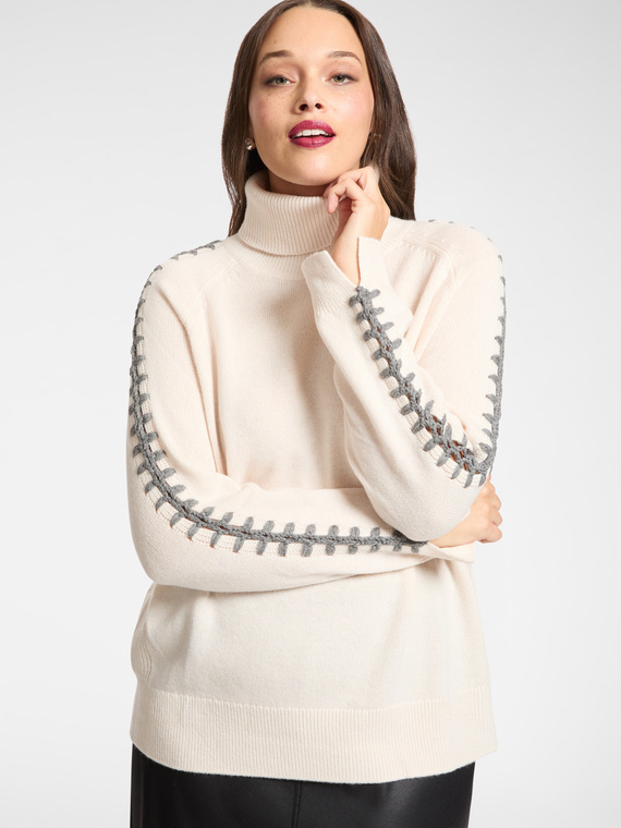 Hand-embroidered wool sweater