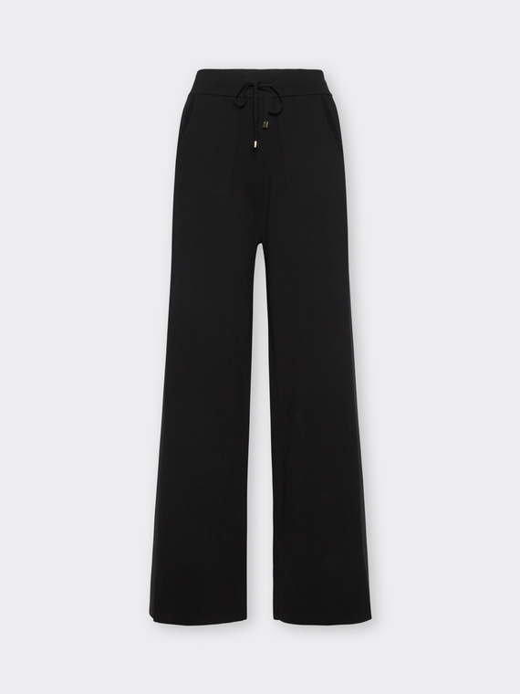 Pantaloni palazzo in maglia con coulisse