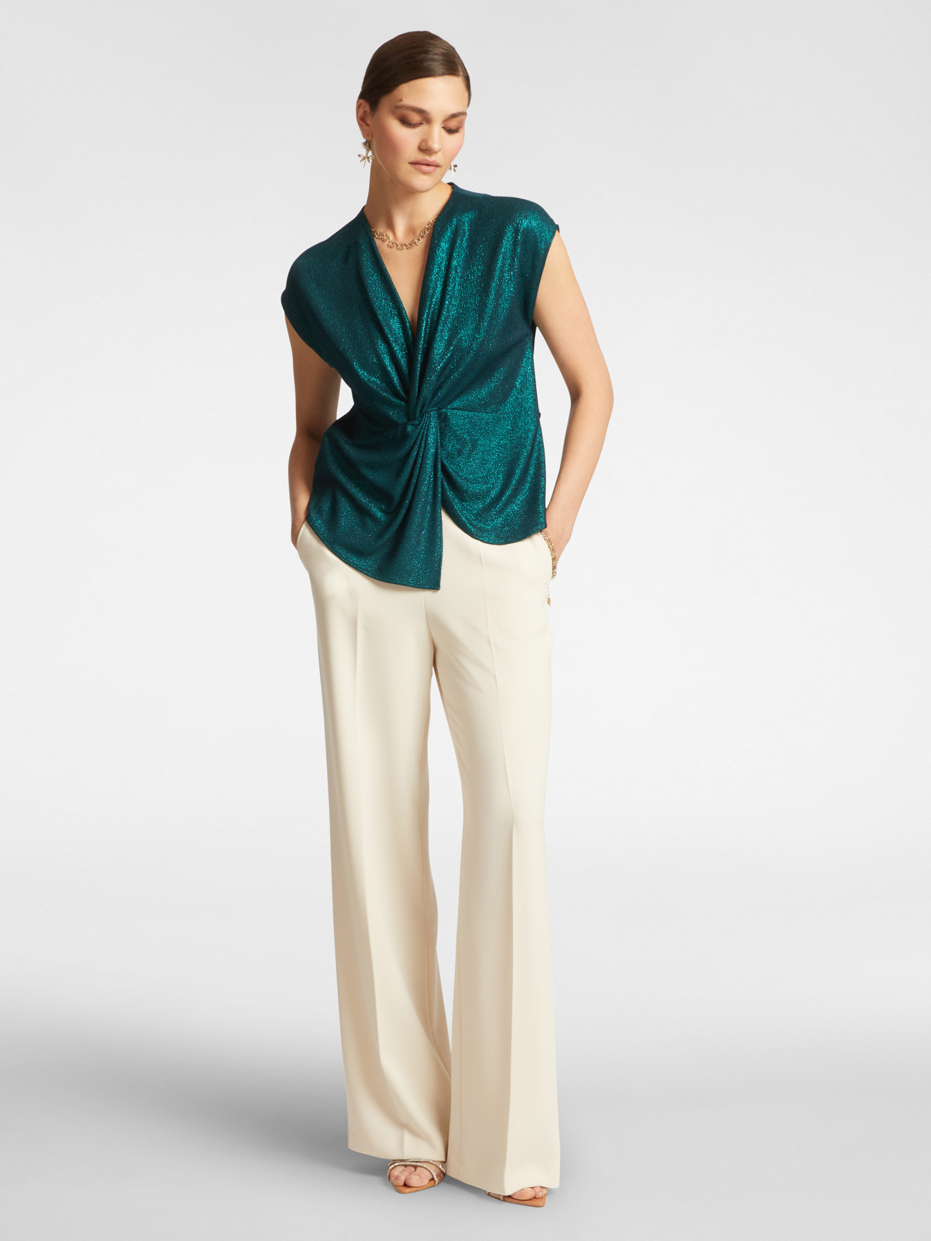 Lurex t-shirt with knot on the front image number 2