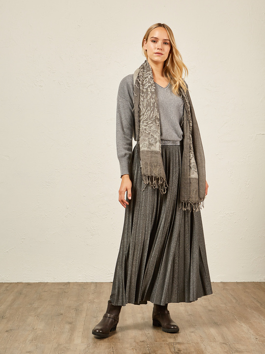 Elenamiro: Saia de lurex plissada Cinzento_1