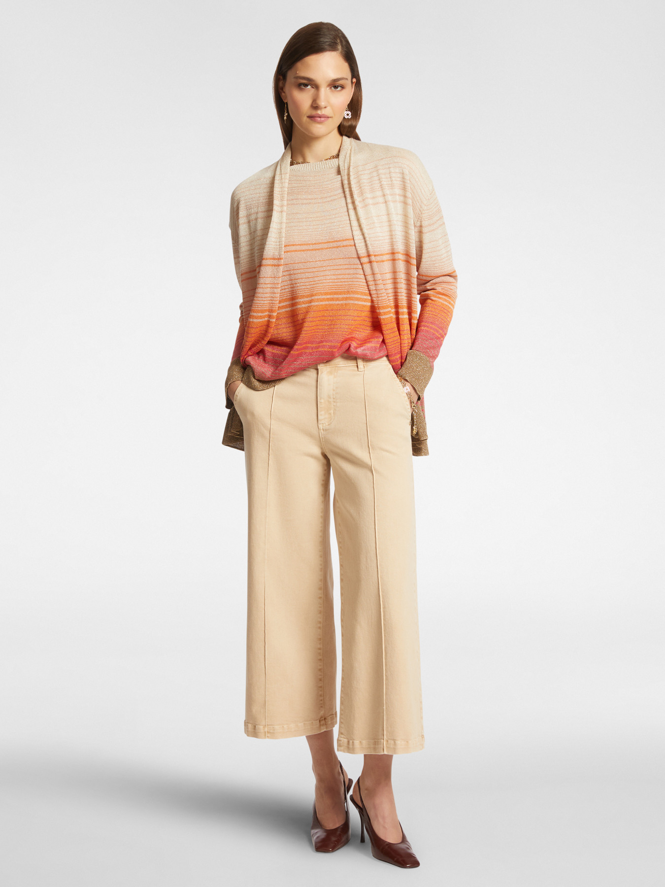 Cardigan a righe sfumate image number 2