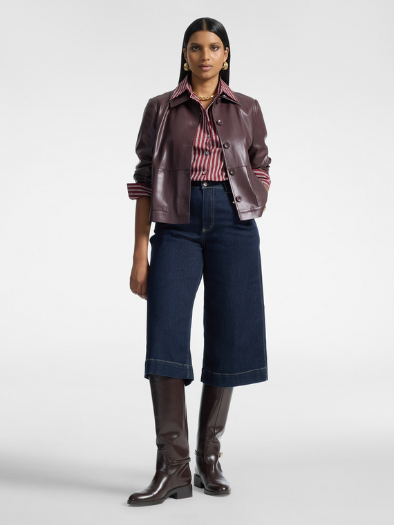 Cropped Wide-Leg-Jeans aus Denim