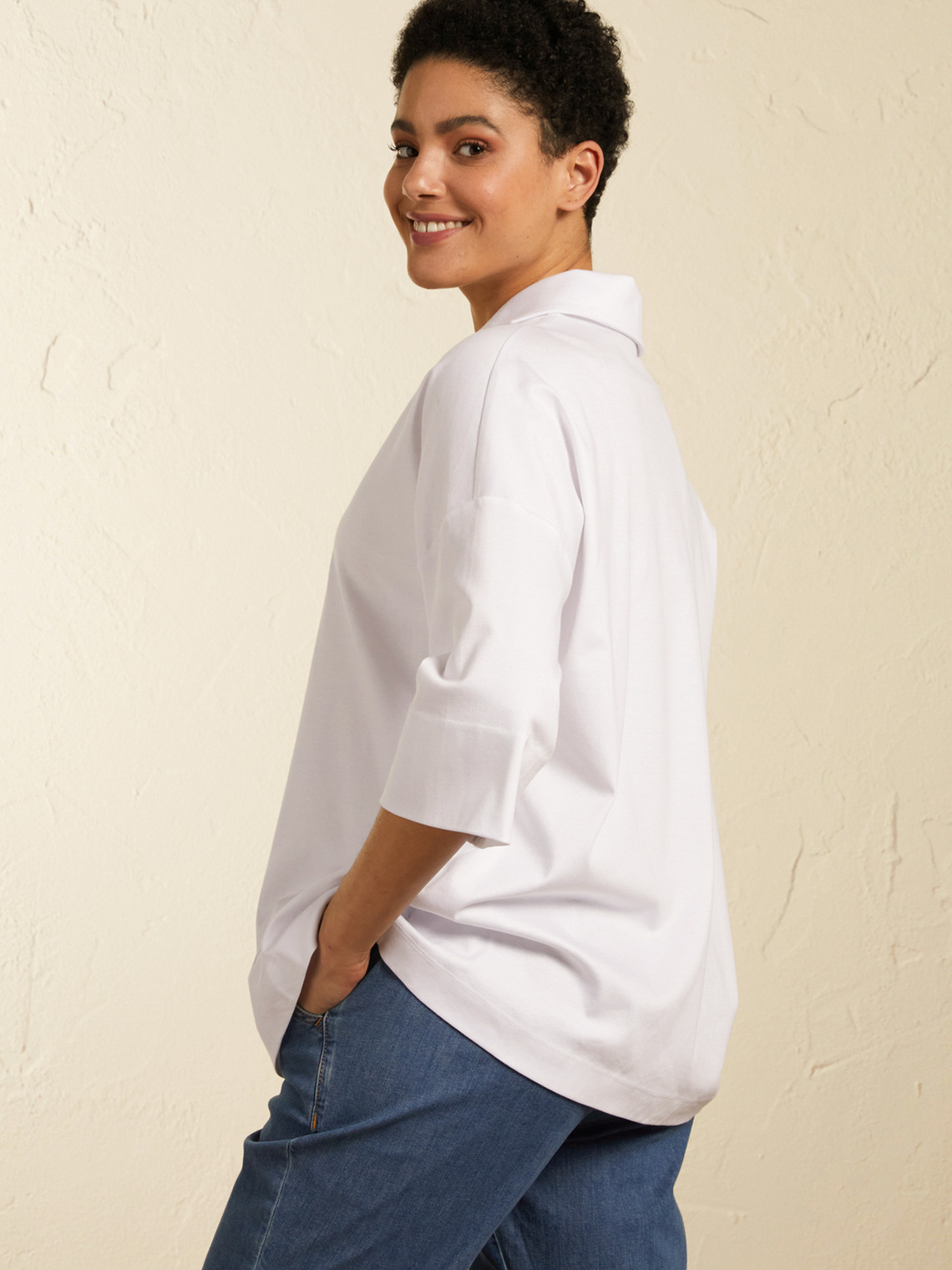 Mercerized jersey polo shirt - Elena 