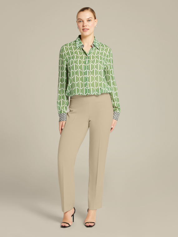 "Greige" cady trousers