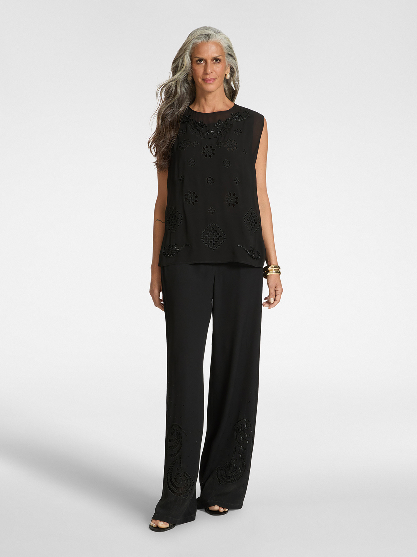 Perforated georgette blouse image number 2