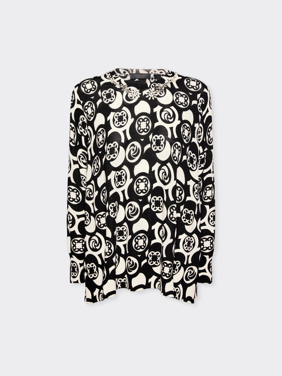 Maglia stampata con ricamo
