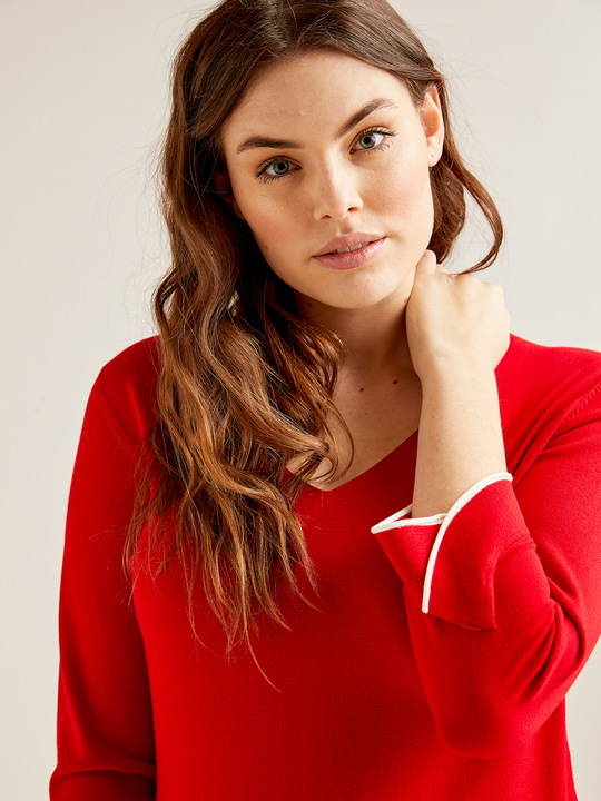 Elenamiro: Maglia con bordo a fondo manica Rosso_1
