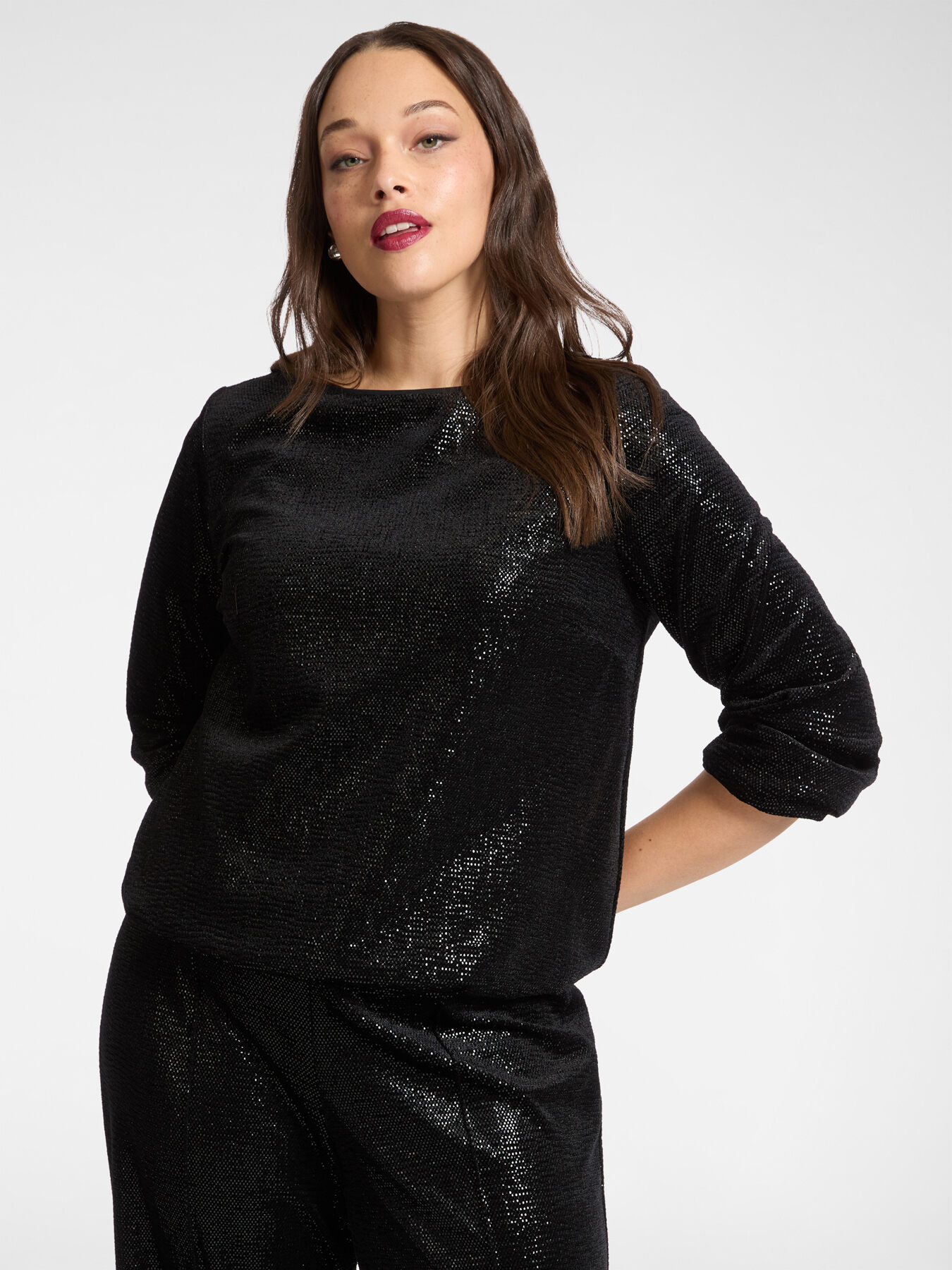 Laminated chenille blouse image number 0