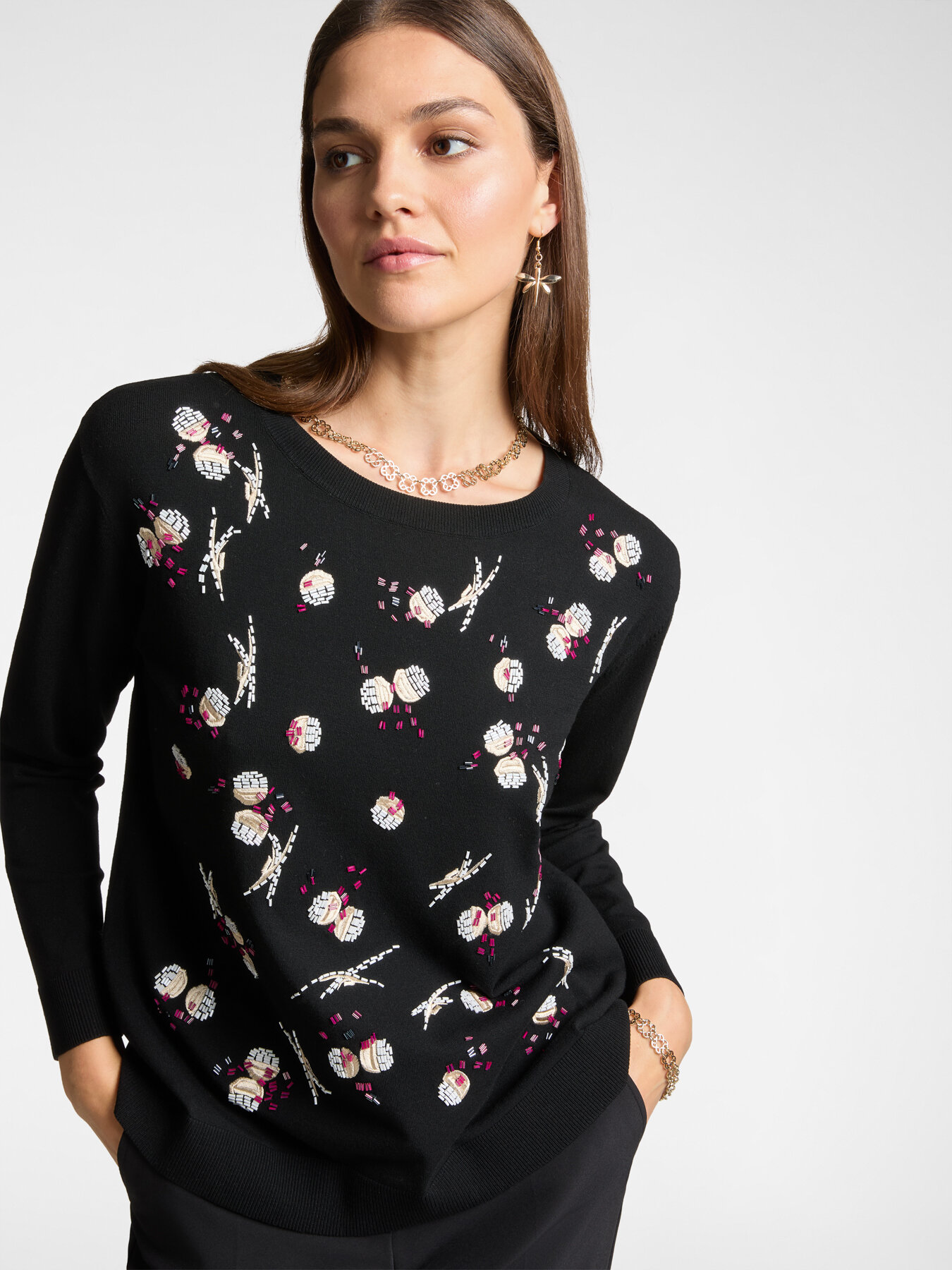 Sweater with cherry embroidery image number 3