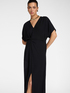 Long cr&ecirc;pe de chine dress with draping image number 0
