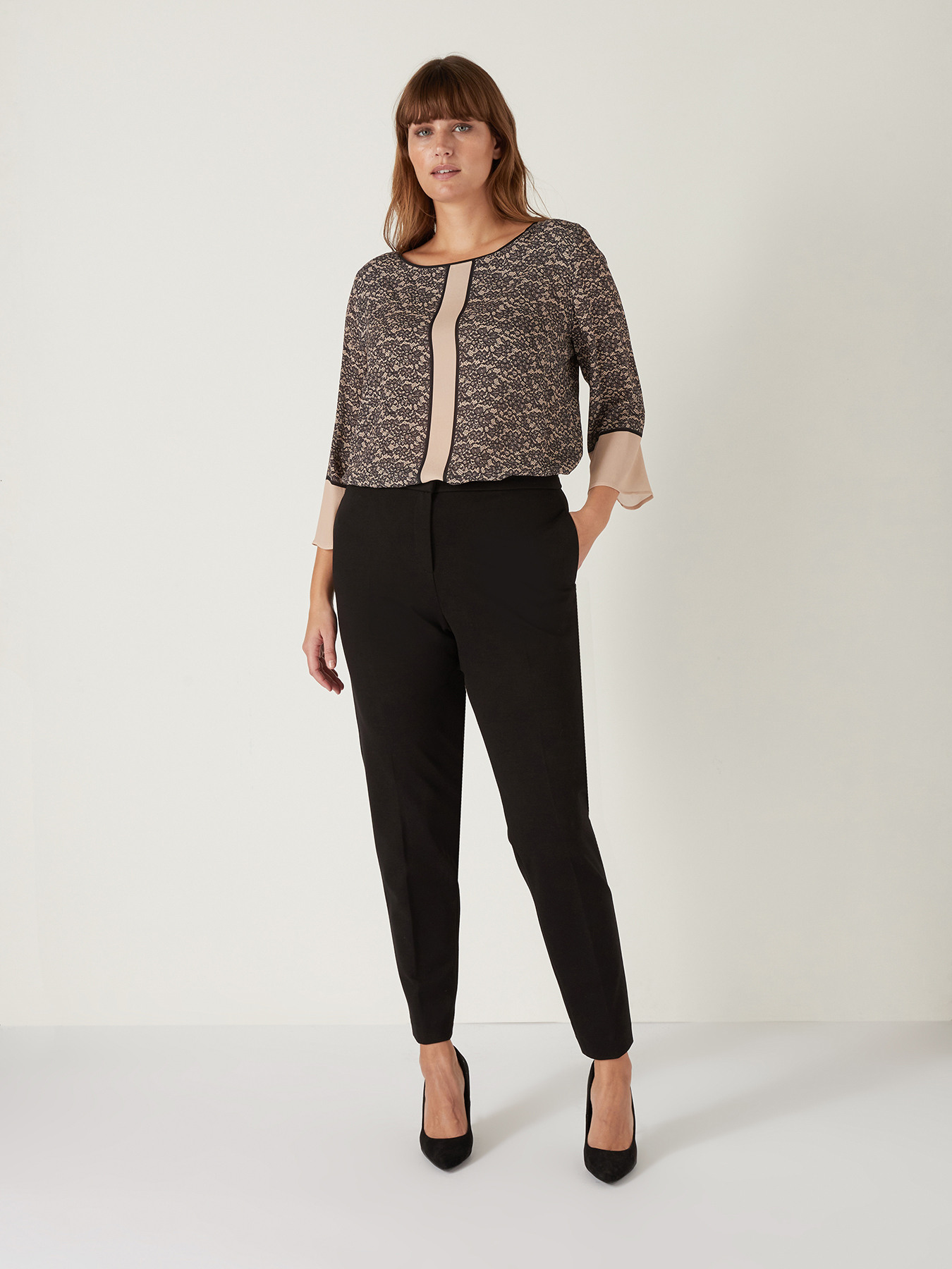 Pantalon droit en point tissu image number 0