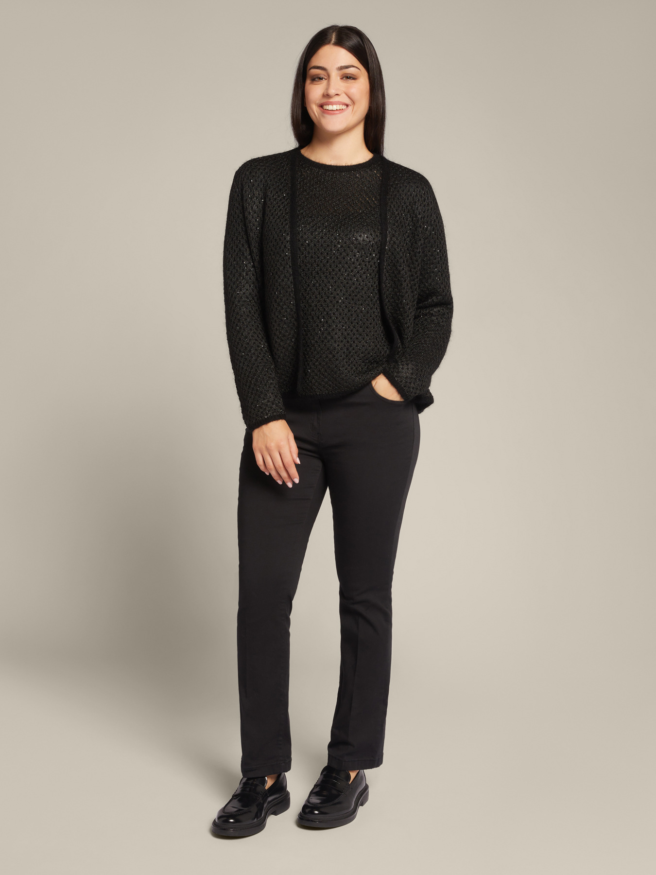 Cardigan court en mohair à paillettes image number 0