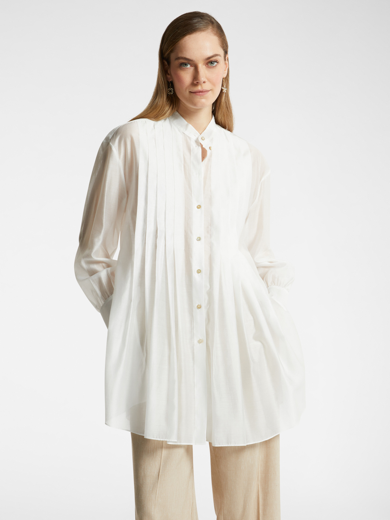 Camisa comprida com pregas image number 0