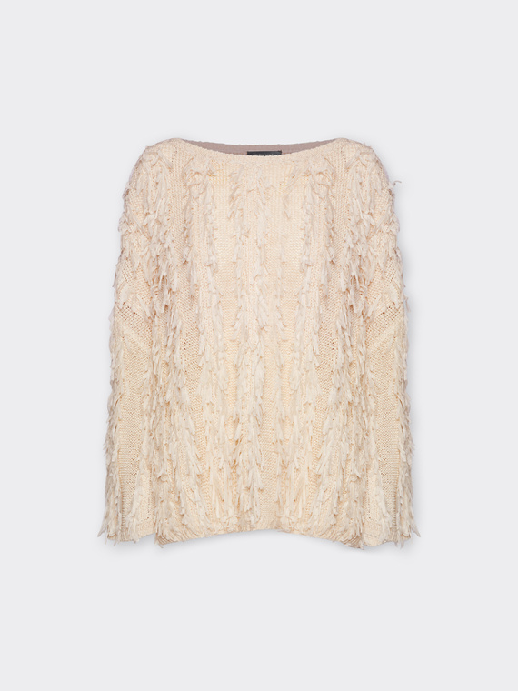 Camisola de malha oversize com franjas