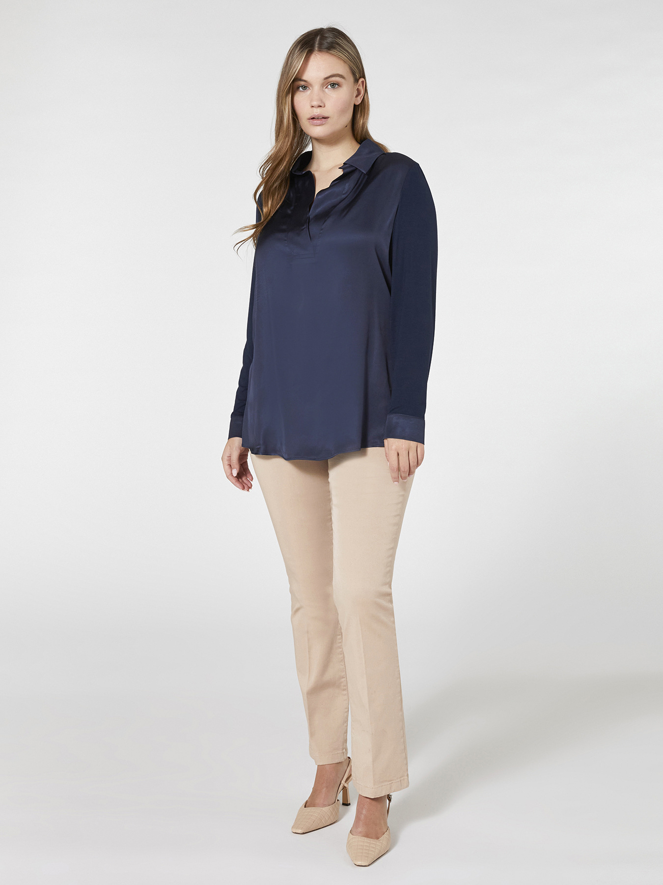 Dual-fabric polo T-shirt image number 0