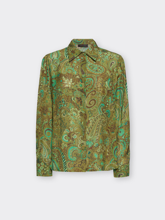 Chemise en viscose imprim&eacute;e paisley