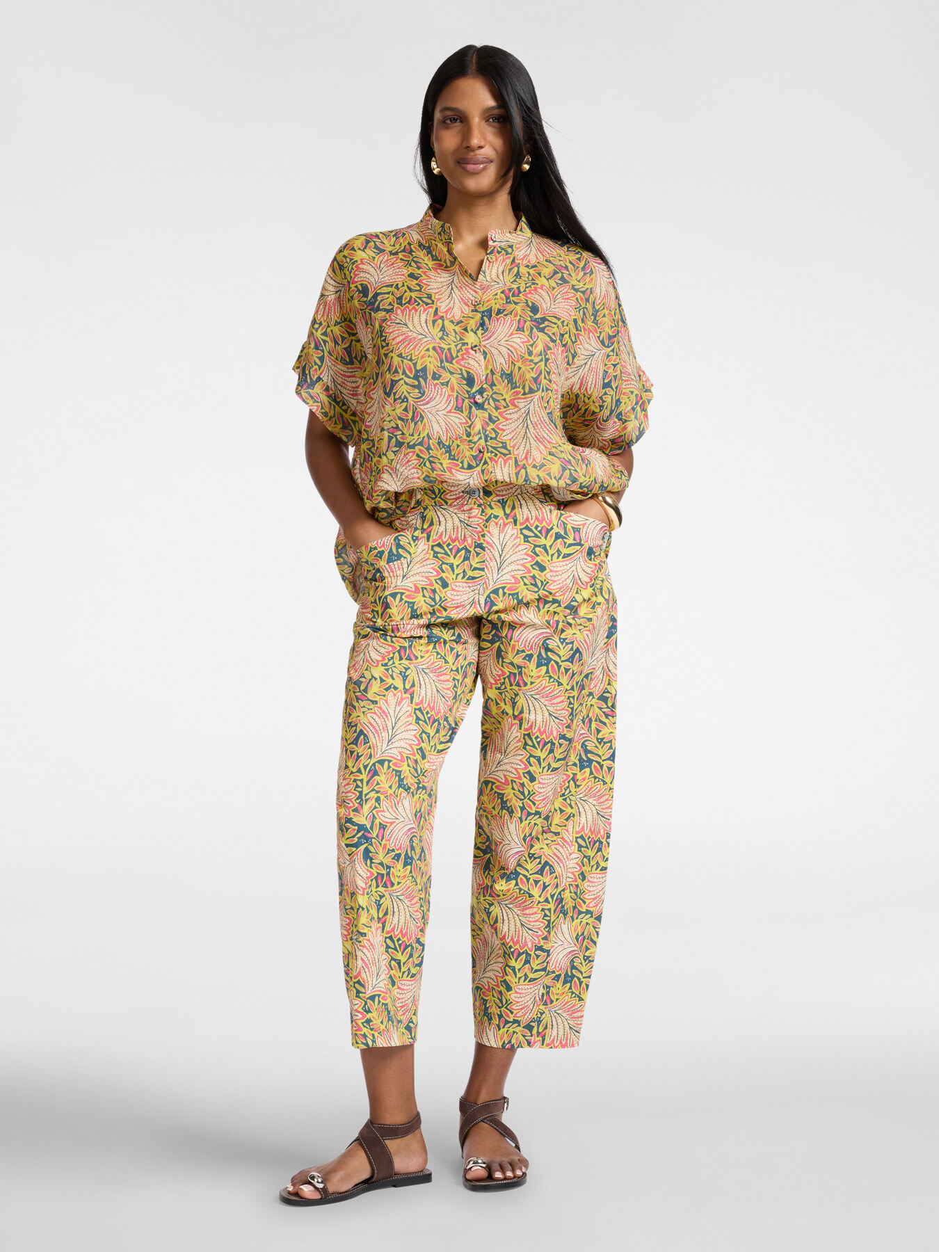 Camicia in rami&eacute; stampato image number 2