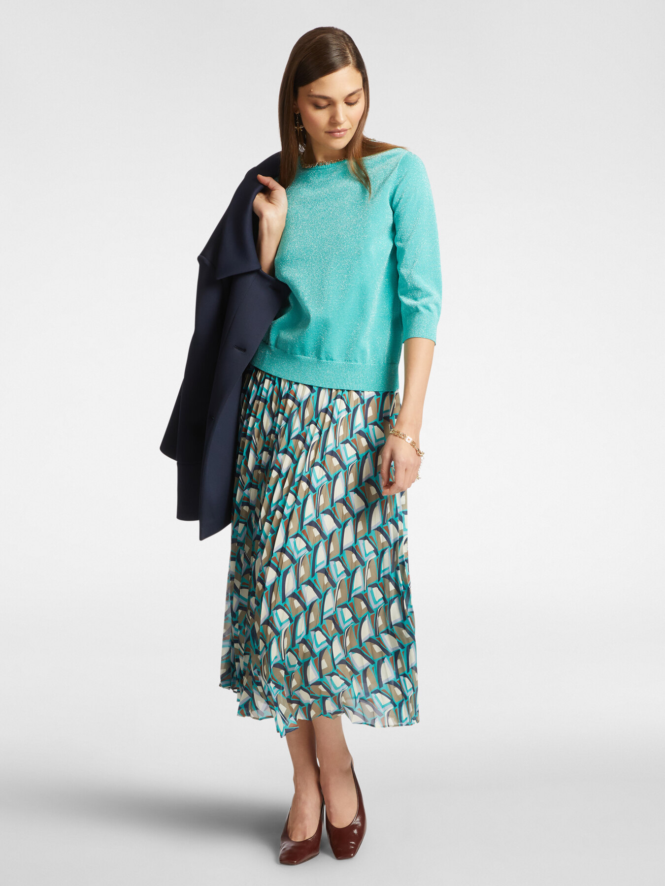 Maglia lurex con maniche a tre quarti image number 2