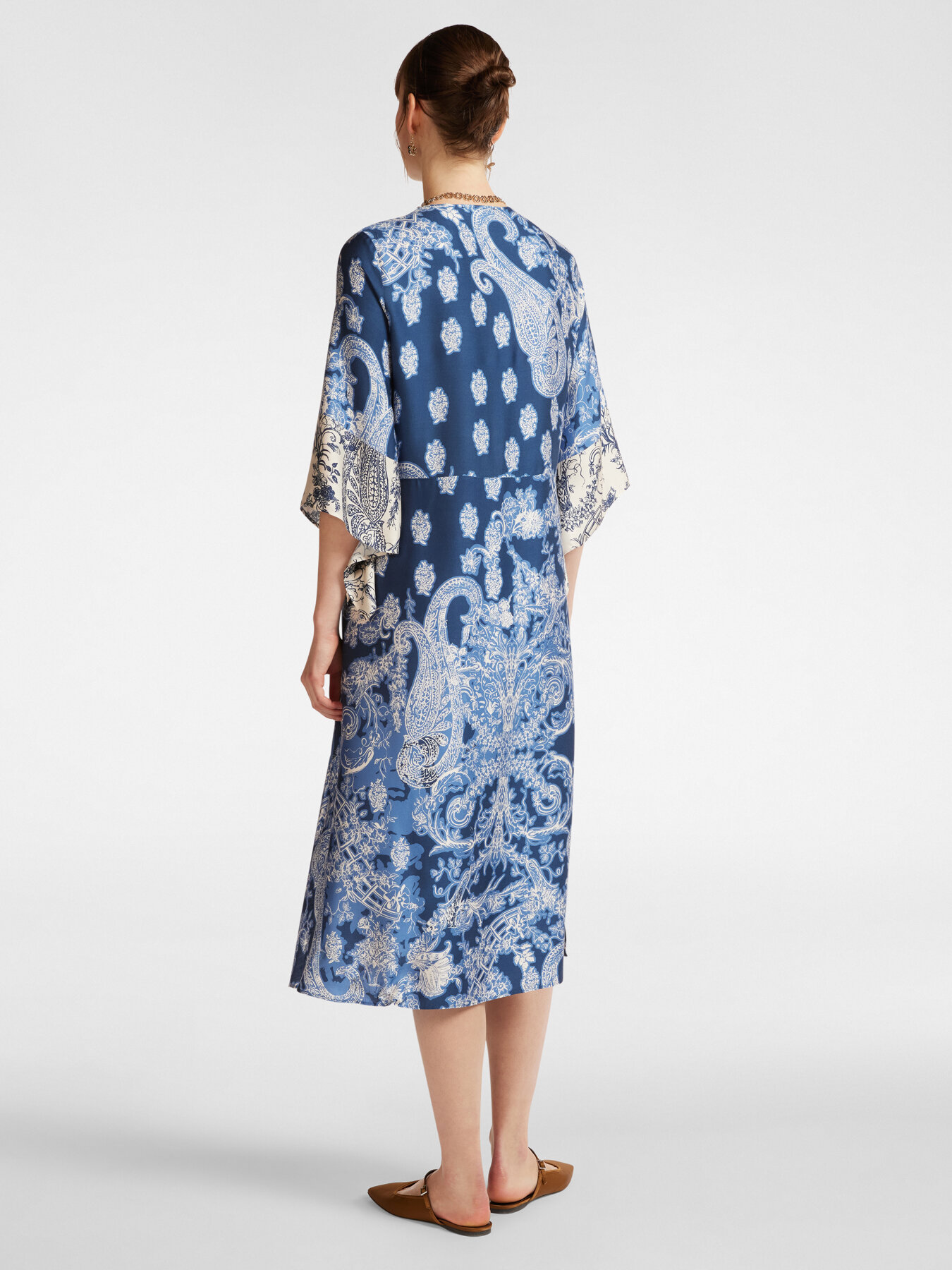 Robe caftan &agrave; deux imprim&eacute;s image number 1