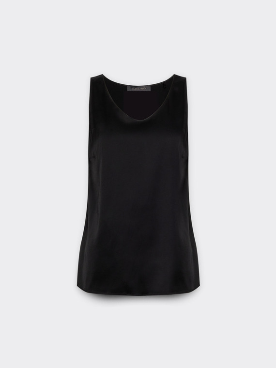 Top de cuello de pico de viscosa el&aacute;stica