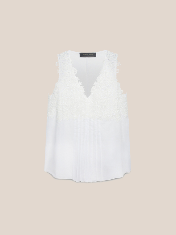 Voile top with lace